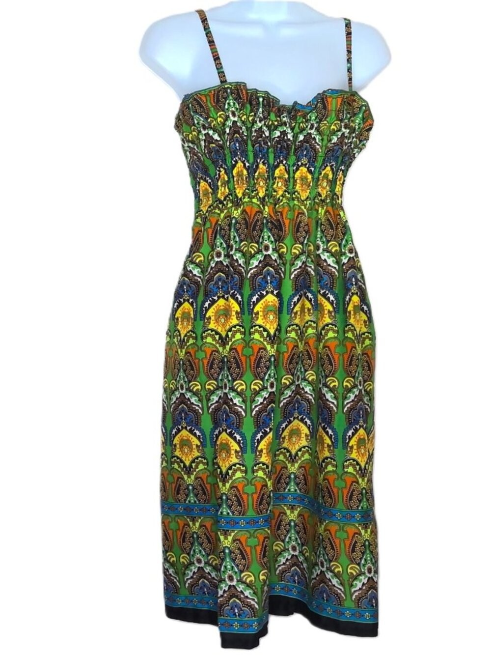 NWT D/X Designer Exchange Sleeveless Dress Boho Paisley Smocked Sz XL